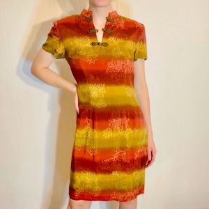 🧡💛VINTAGE 100% Silk David Warren Dress